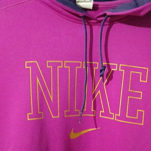 EUC Nike Magenta Hoodie with Gold Logo   Size Womens XL - Picture 3 of 6